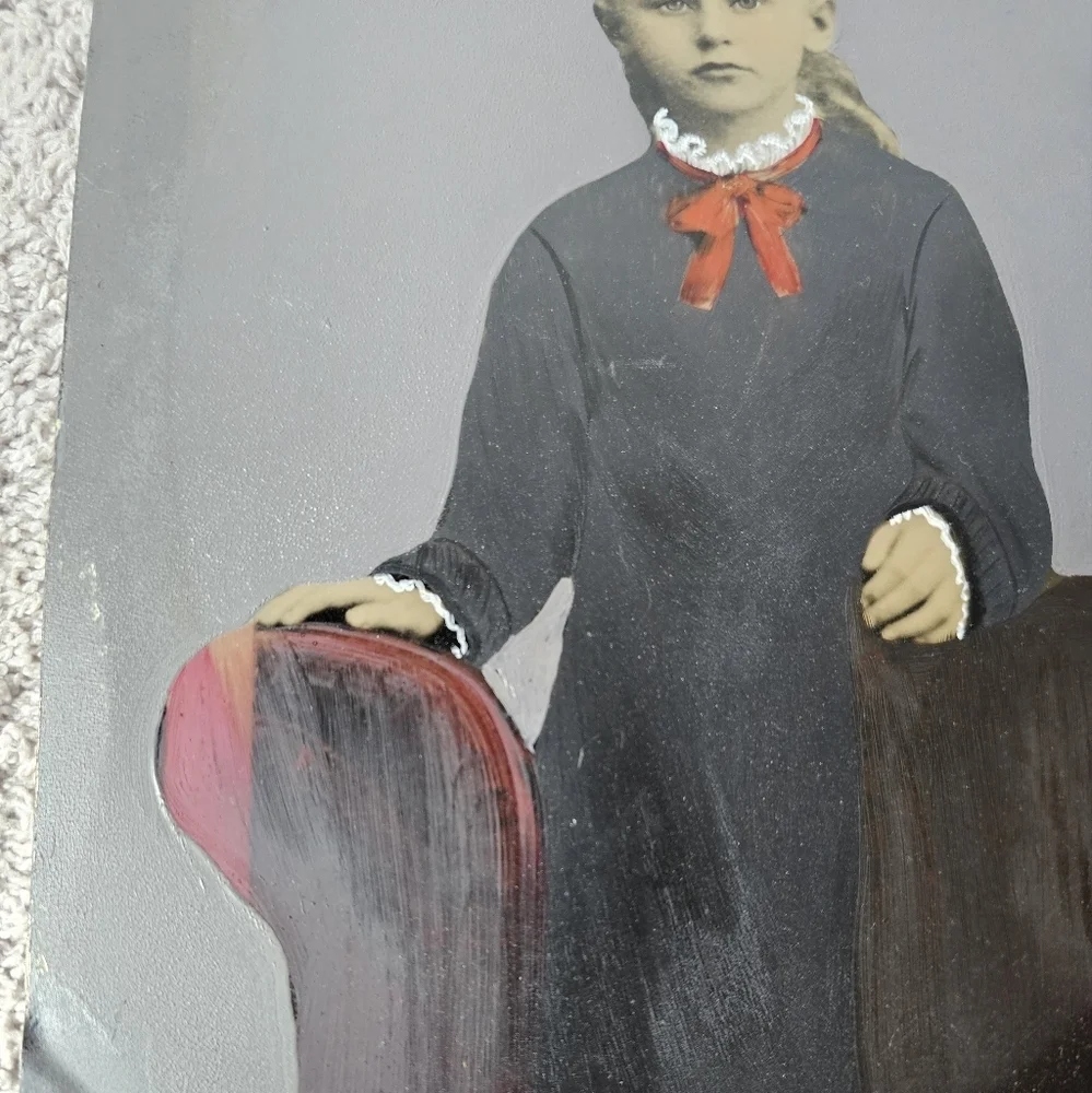 Vintage Full Plate Tintype Photo Young Girl